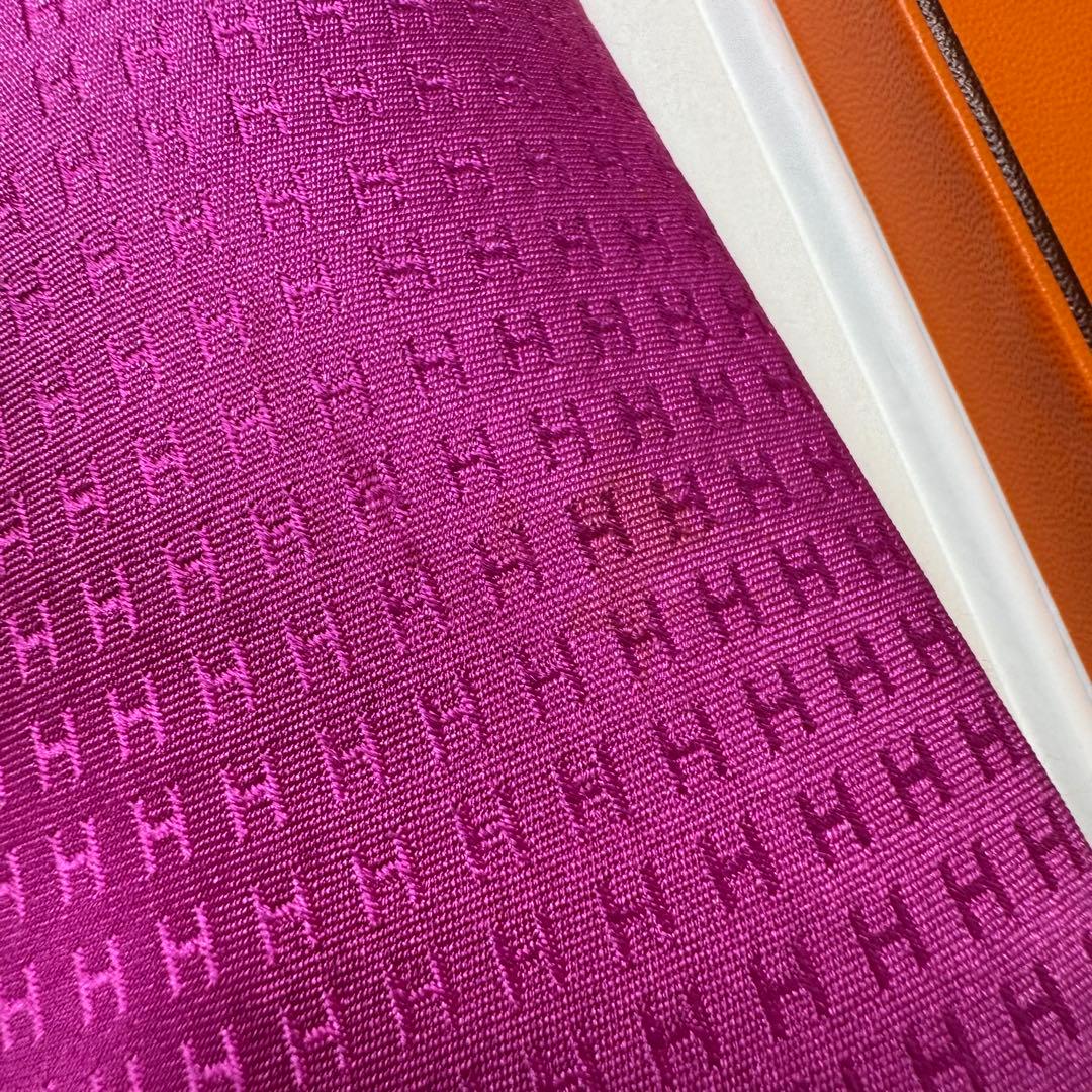 最高級 HERMES エルメス ファソネ H柄 ネクタイ フューシャピンク