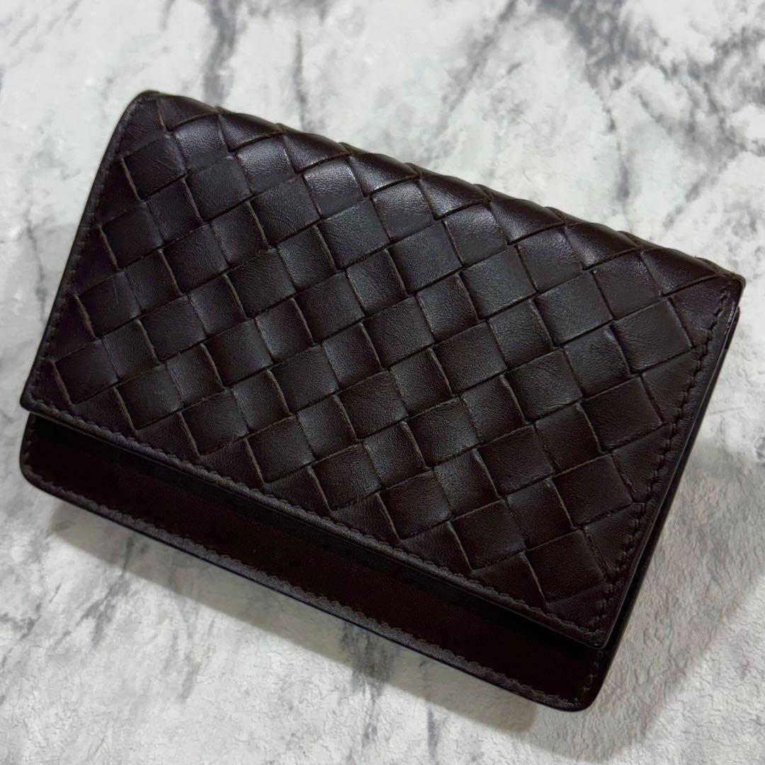【美品】 ボッテガヴェネタ ケース イントレチャート ダークブラウン