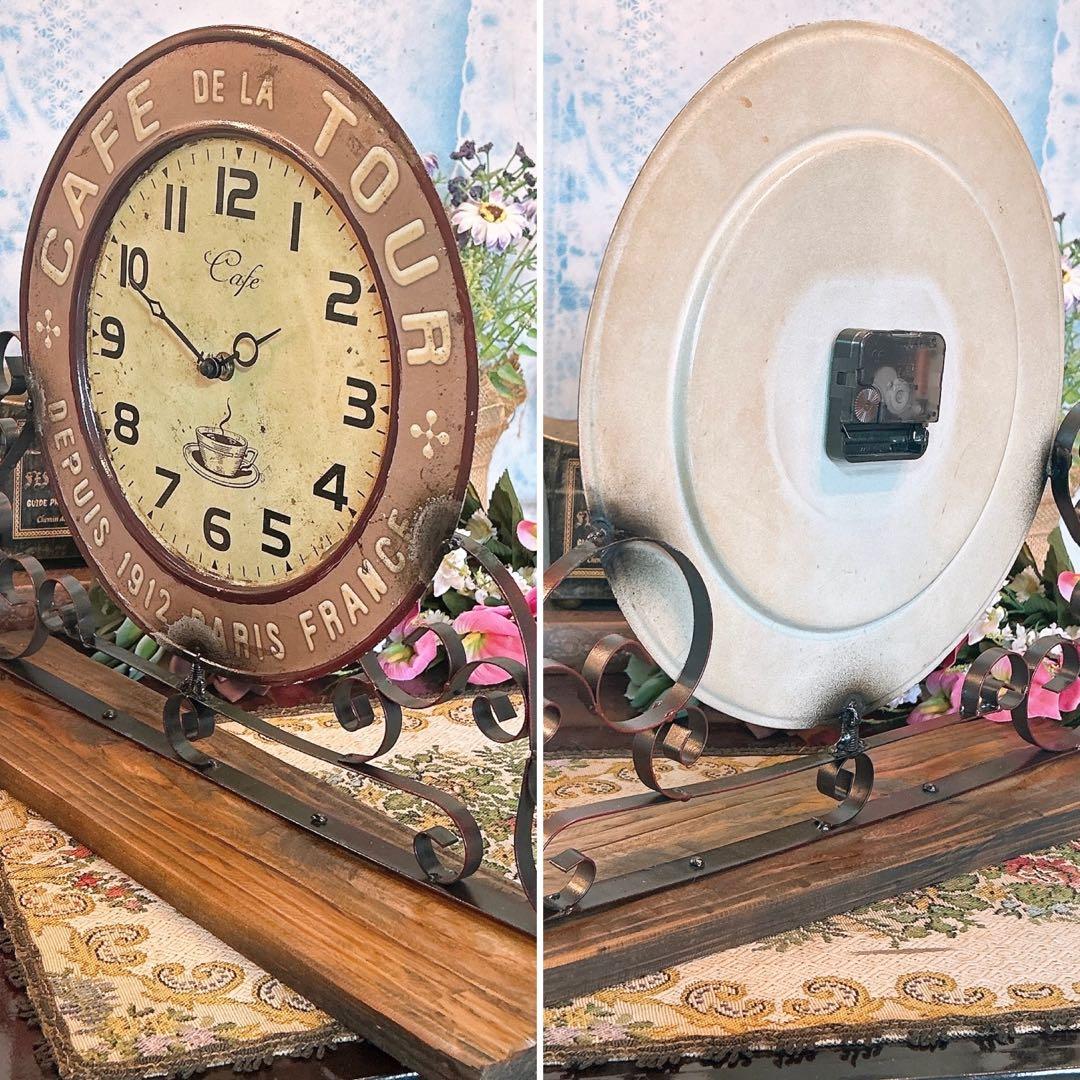 フレンチアンティークデザインの時計 カフェ 置き時計 PARIS