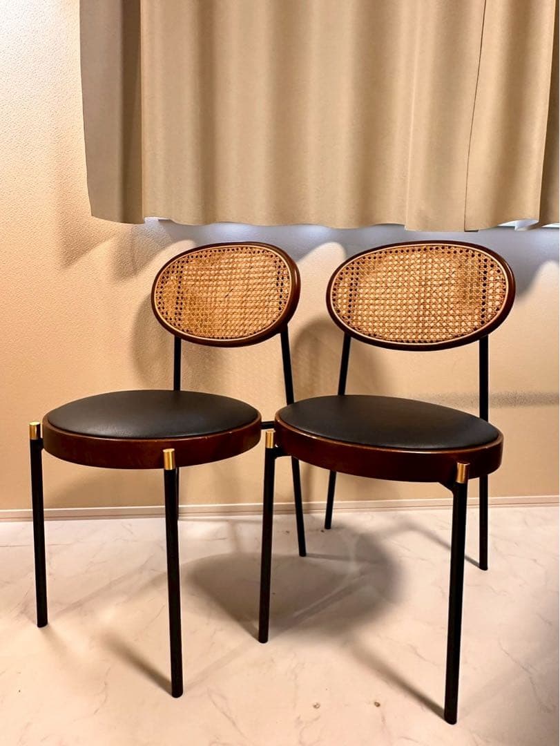 ラタンのダイニングチェア 2脚セット