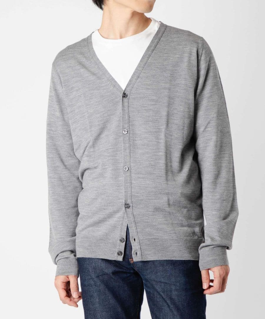 未使用新品 JOHN SMEDLEY V NECK CARDIGAN 黒 M