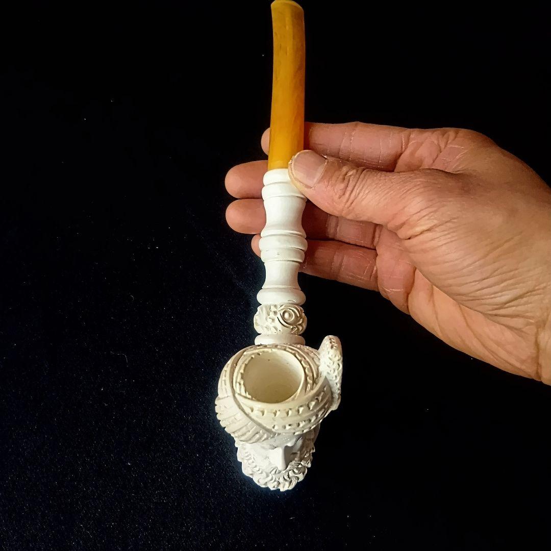 パイプの女王◆メシャムパイプ◆ヴィンテージ◆海泡石◆人面彫り◆ケース付き