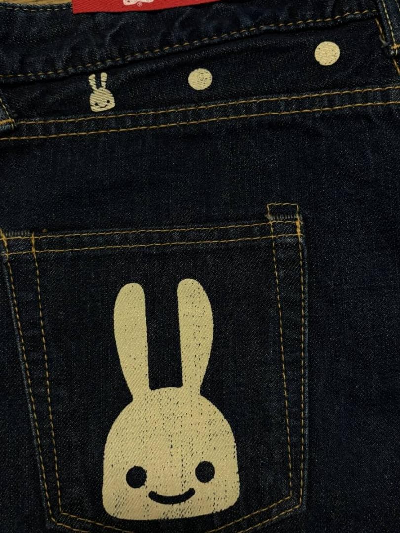 キューン GHO７FN24 2連うさぎ ロールアップ デニム パンツ レディース