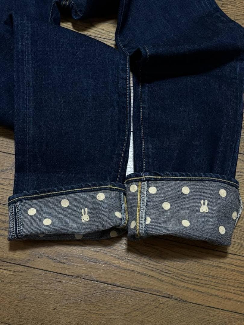 キューン GHO７FN24 2連うさぎ ロールアップ デニム パンツ レディース