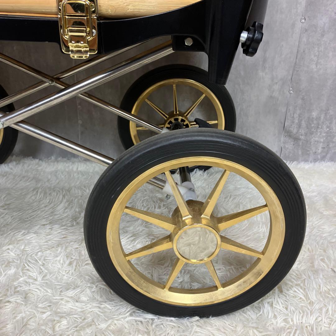東京乳母車 プスプス ブラック＆ゴールド 幌付き ①