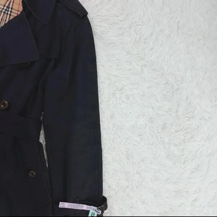 【90's】ノバチェック バーバリーブルーレーベル ベルテットコート L 黒