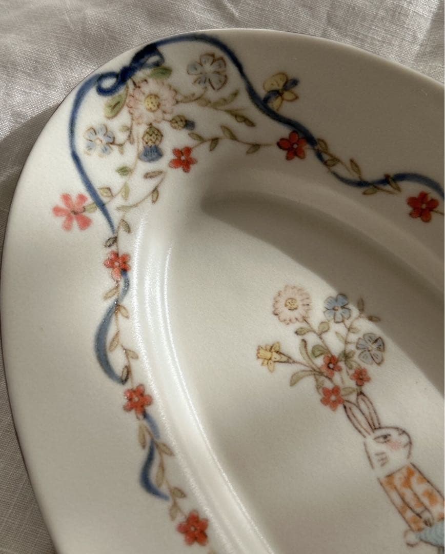 新品未使用❀　中川洋子　オーバルプレート　絵付け皿　陶芸作家　益子焼　お皿　音屋