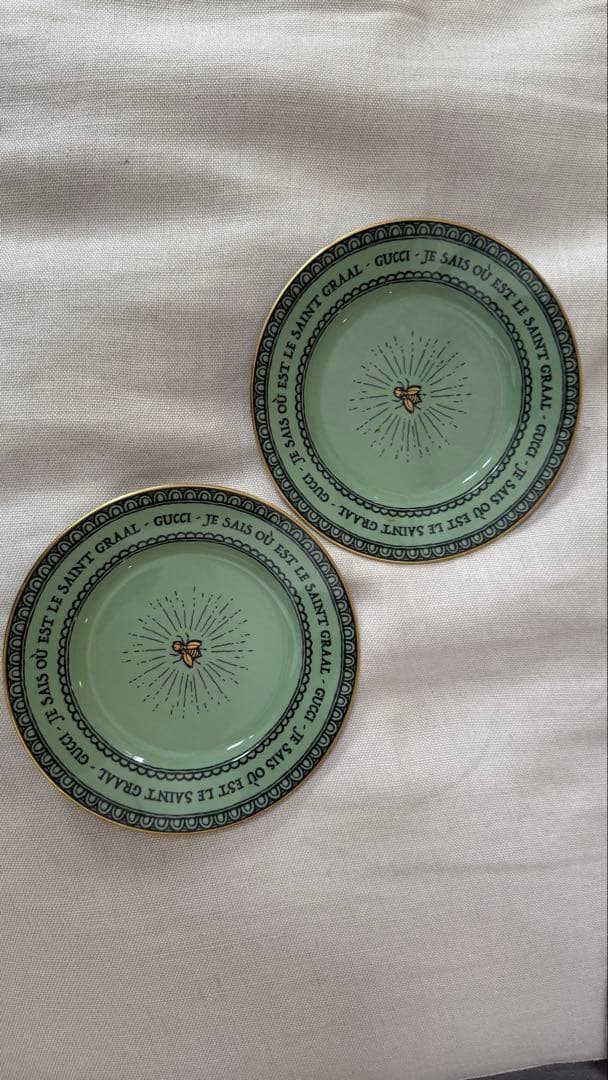 GUCCI グリーン 陶器皿 2枚セット