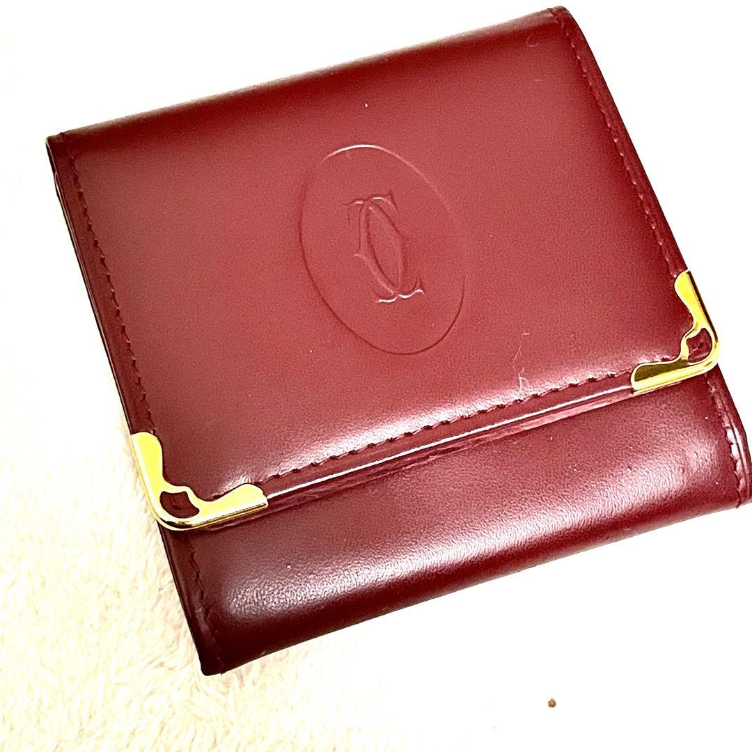 新品 カルティエ マストライン ケース ボルドー ゴールド金具