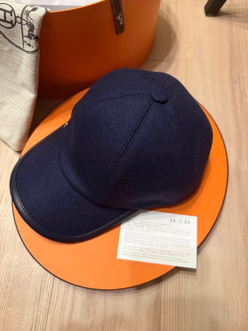 エルメス　帽子　キャップ　紺色　　セレナ