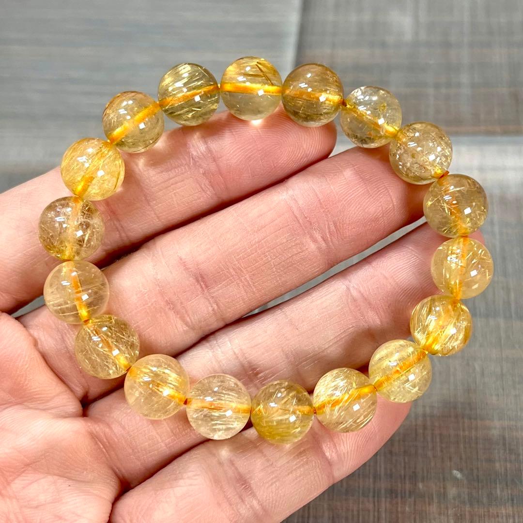 高品質　ゴールドルチルブレスレット　ルチルクォーツ　1-5