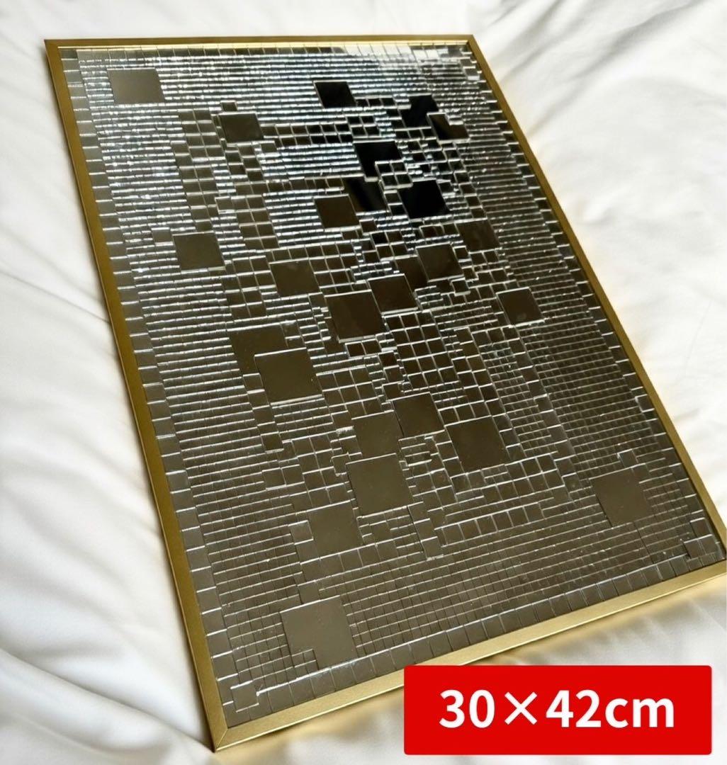 ミラーアート壁掛け鏡 A3 30×42cm モダン シルバー 額縁付き 北欧風
