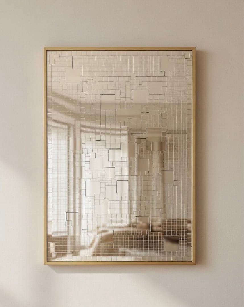 ミラーアート壁掛け鏡 A3 30×42cm モダン シルバー 額縁付き 北欧風