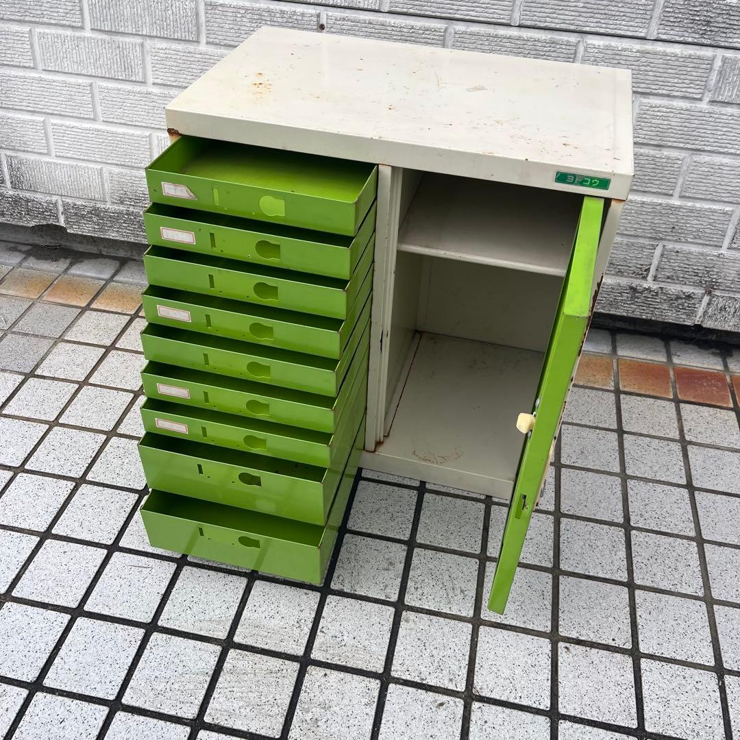 【アンティーク】昭和レトロ ヨドコウ スチールキャビネット レターケース 古道具