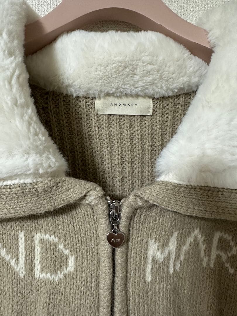 美品★ andmary Mary logo zip tops ベージュ
