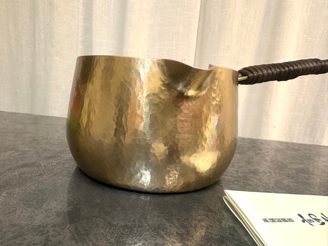 新品/富貴堂 ミルクパン コーヒーサーバー兼用 1.0L 金色 銅製 直火用