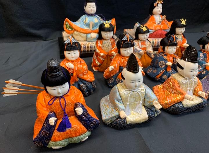 木目込み人形 15人揃い 25号　親王 水色　エボシ