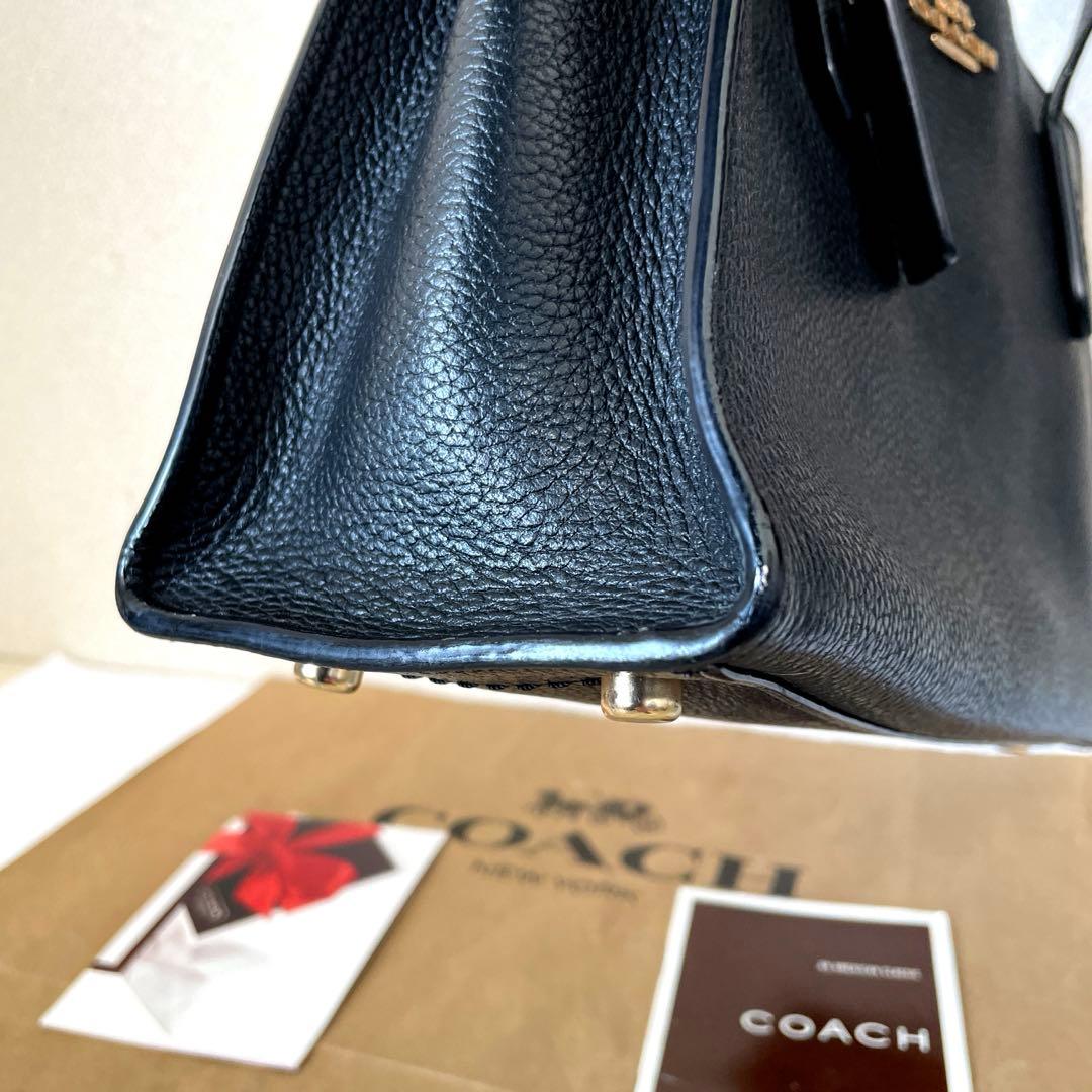 COACH‼️超美品(^^)BLACKレザーミディアム入学卒業OK‼️