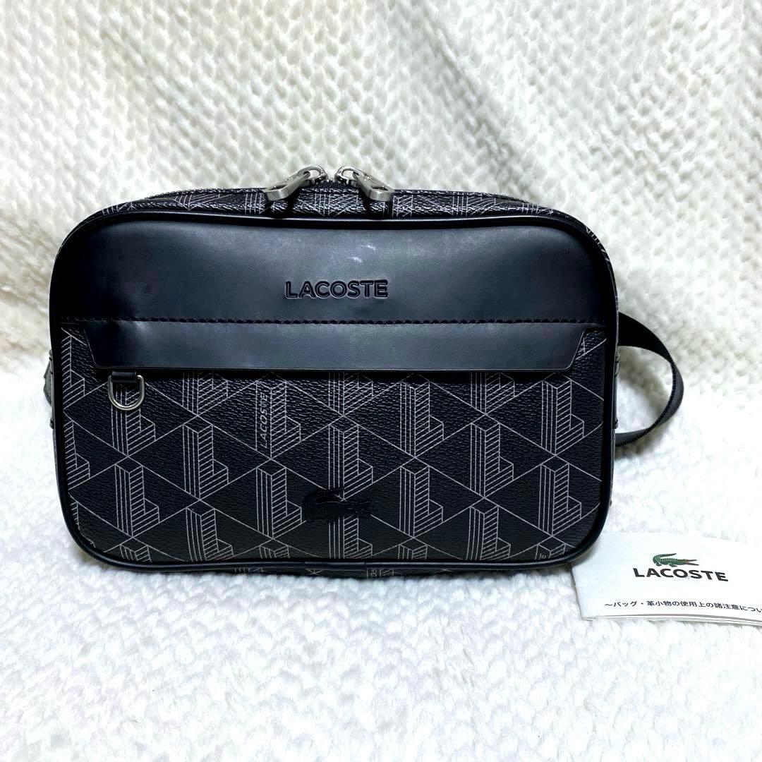 極美品】LACOSTE ラコステ モノグラム総柄 ボディバッグ ショルダーバッグ