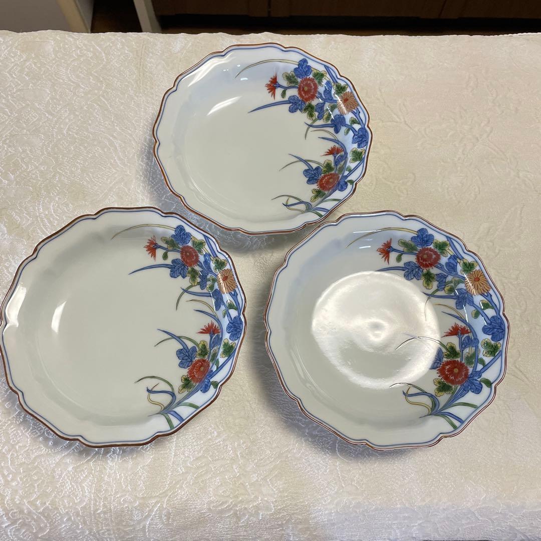 源右衛門窯　古伊万里風菊江　高台小鉢揃　3枚