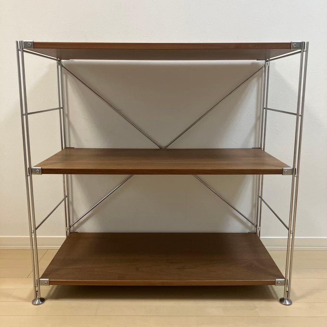 無印良品　ステンレスユニットシェルフ　ウォールナット材　棚セット　ワイド　小