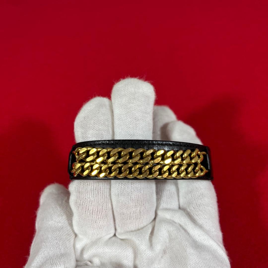 サンローラン　SAINT LAURENT チェーンレザーブレスレット