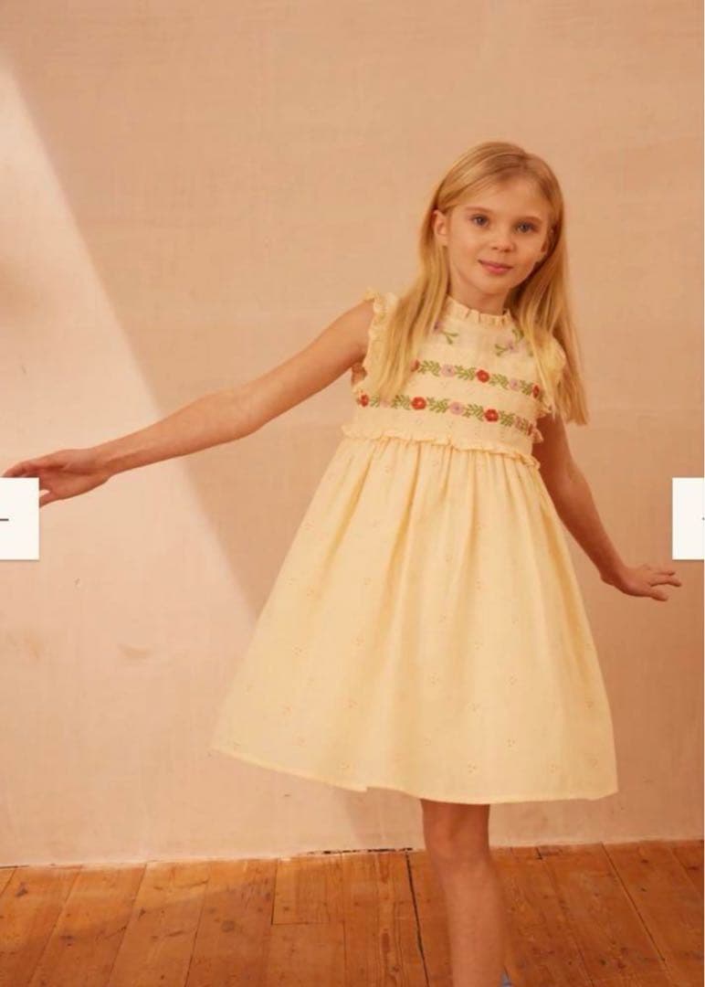 apolina 刺繍入りワンピース 5-7y 25ss