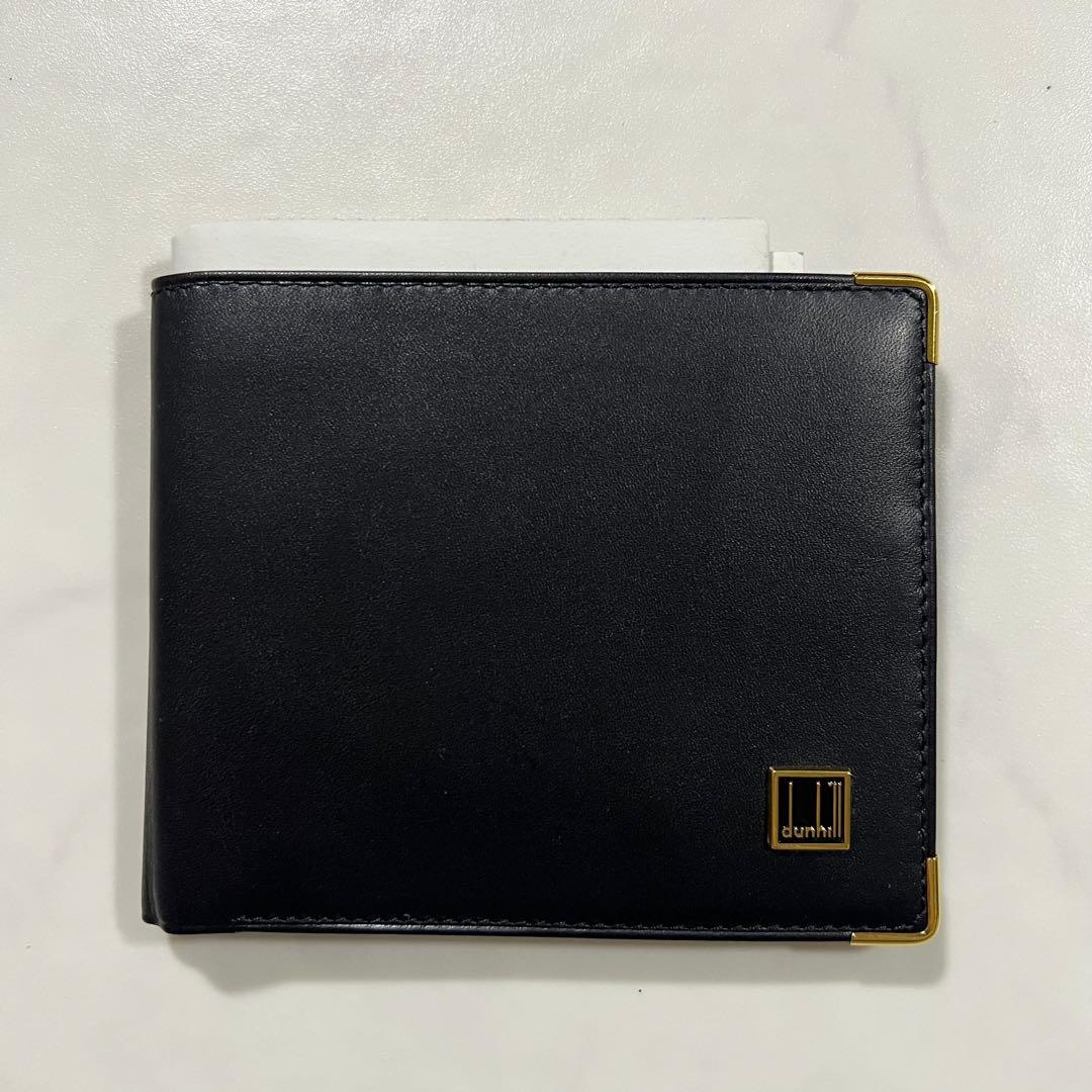 ほぼ未使用 ダンヒル 折り財布 ブラック 黒 レザー 本革 箱 保存袋付