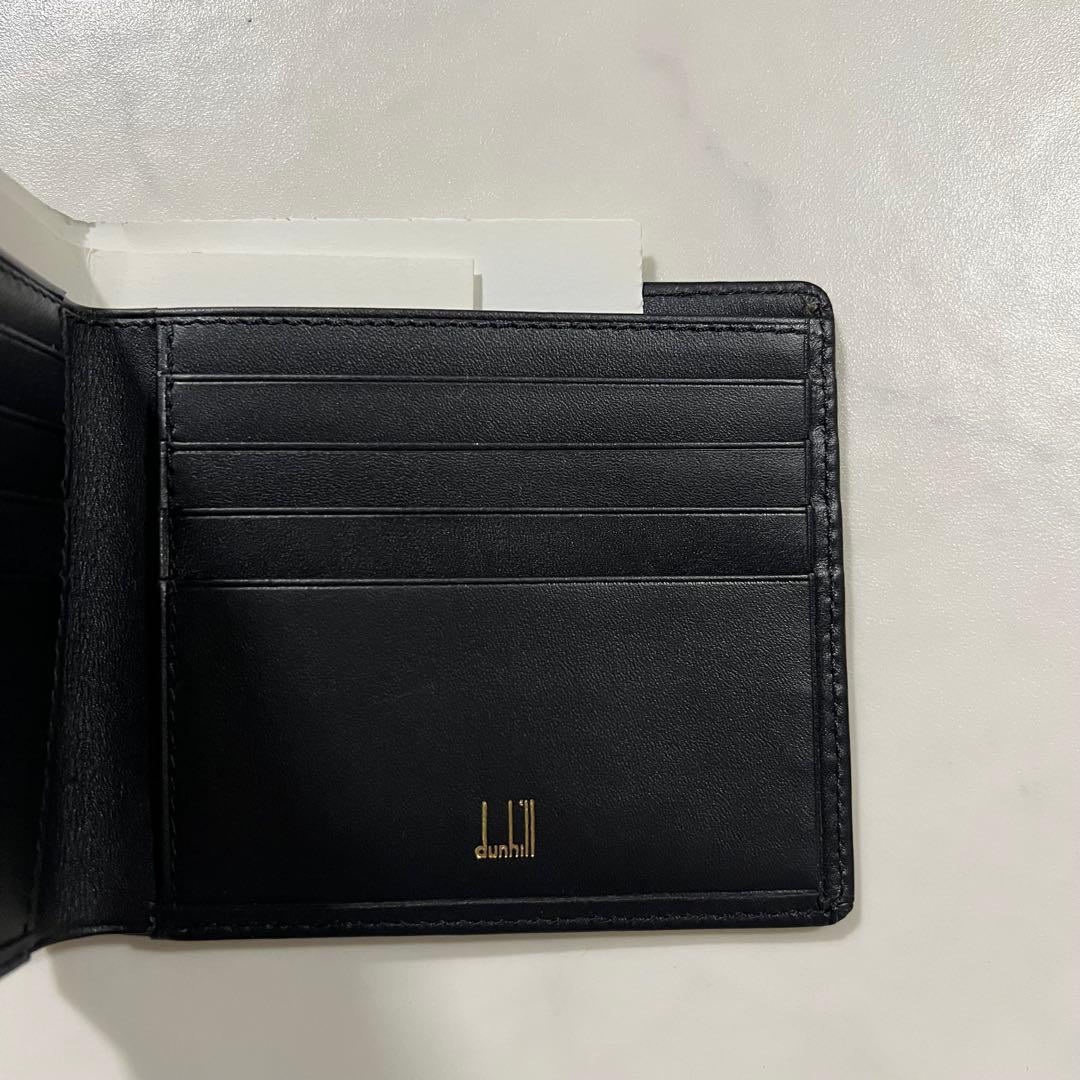 ほぼ未使用 ダンヒル 折り財布 ブラック 黒 レザー 本革 箱 保存袋付