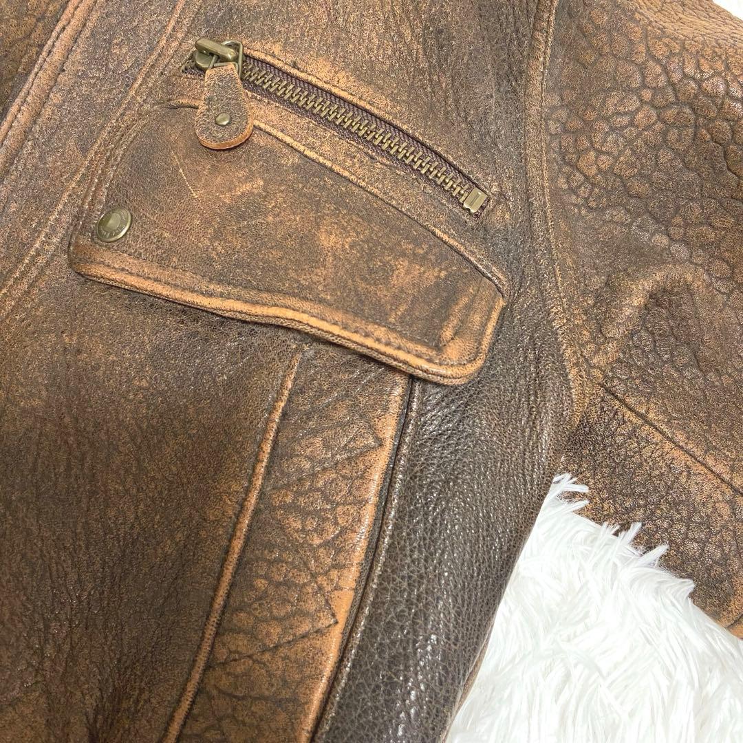 Wind Armor ラムレザー フライトジャケット ブラウン 短丈　S