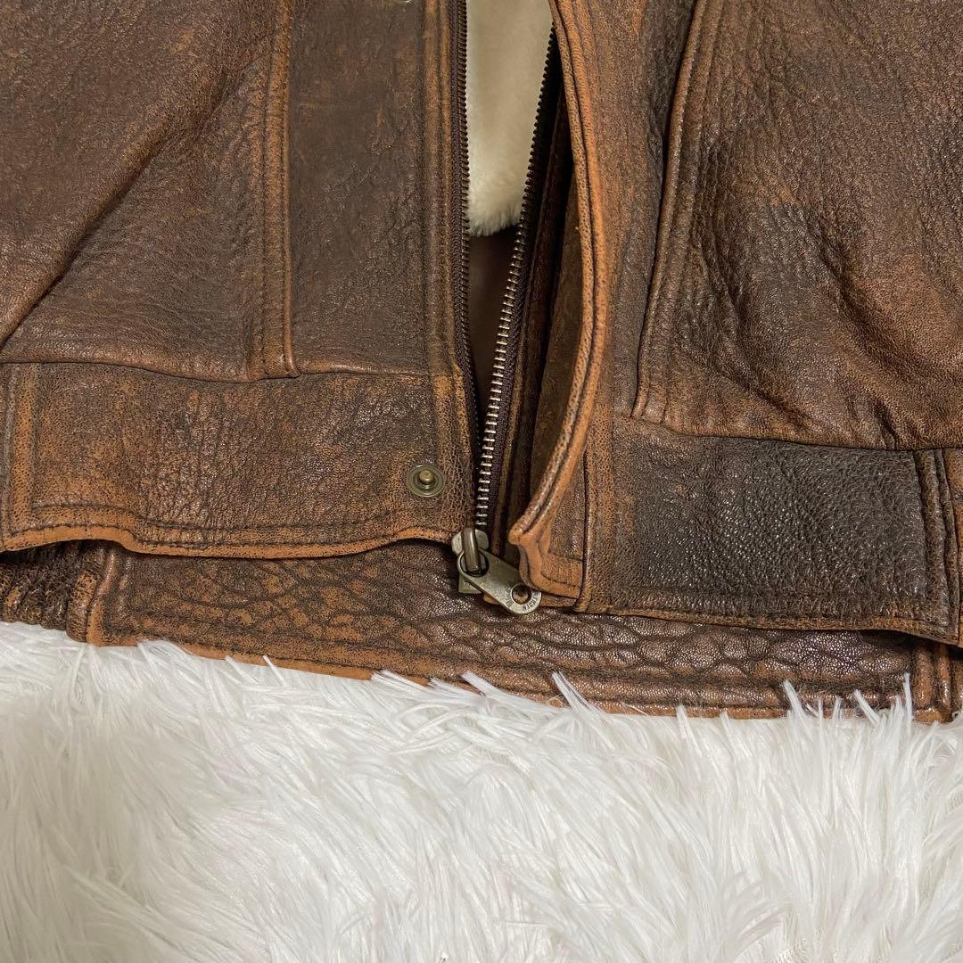 Wind Armor ラムレザー フライトジャケット ブラウン 短丈　S