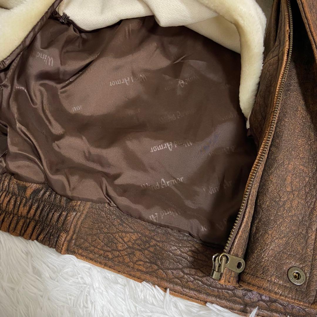 Wind Armor ラムレザー フライトジャケット ブラウン 短丈　S