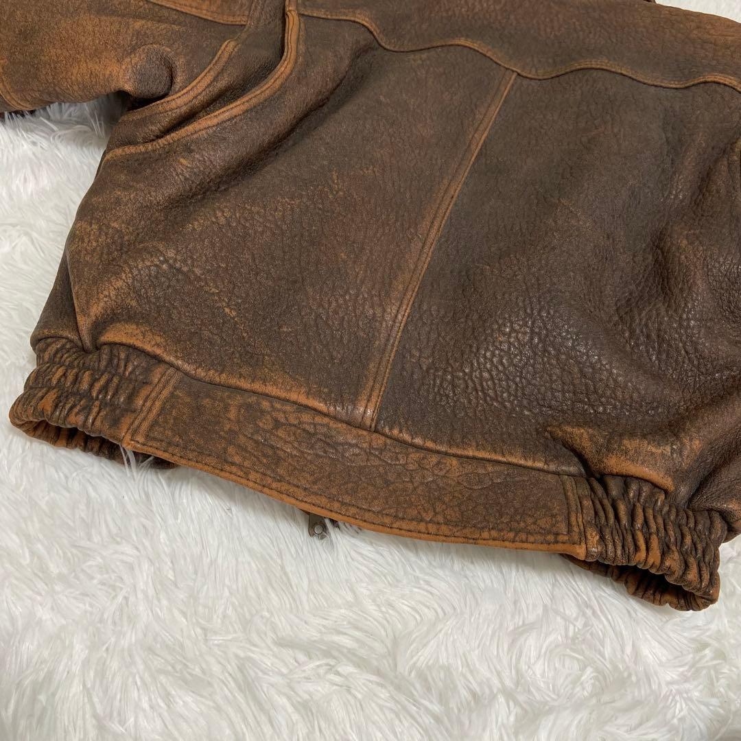 Wind Armor ラムレザー フライトジャケット ブラウン 短丈　S