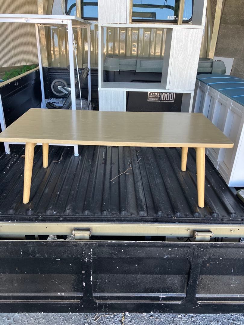 折りたたみ式で便利！ライトベージュ 木製テーブル