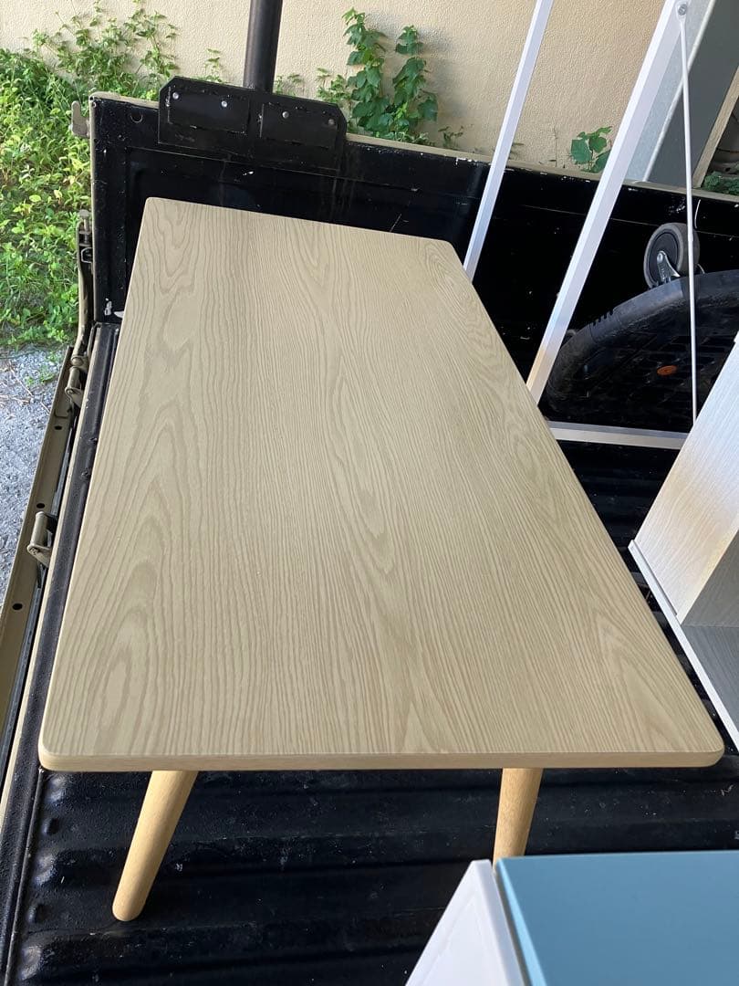 折りたたみ式で便利！ライトベージュ 木製テーブル