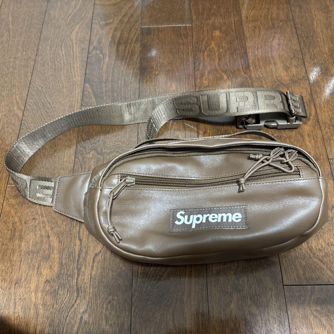 supreme シュプリーム ボディバッグ ワンショルダー　レザー　ブラウン