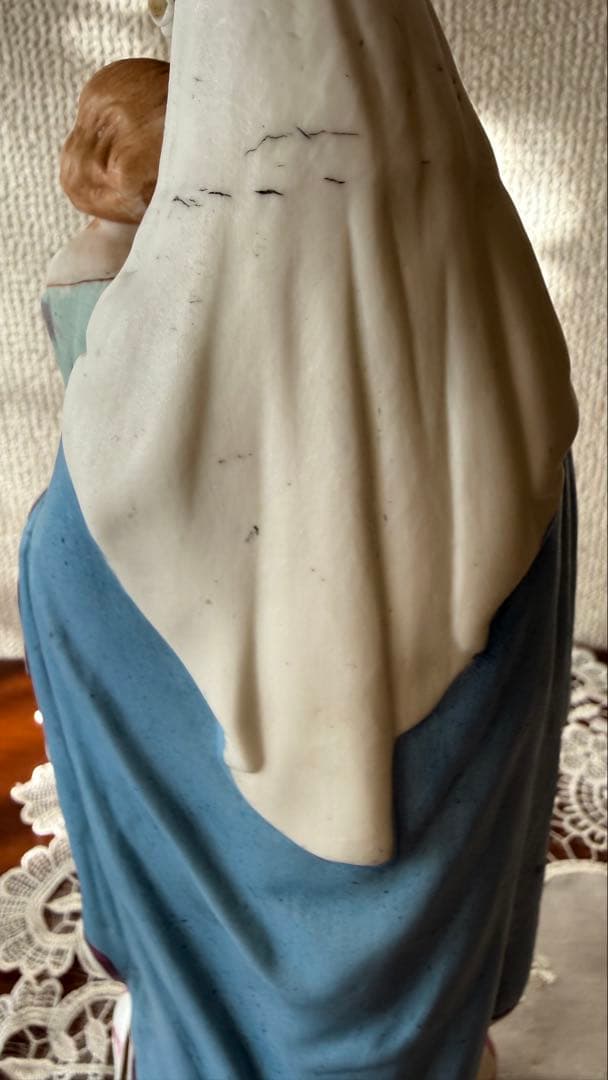 アンティーク フランス レトゥ モージェ ビスク磁器聖母像