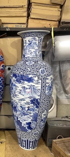 青白陶器花瓶 約1.5m