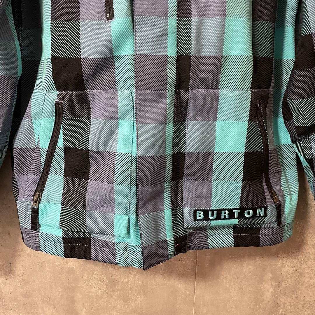 Burtonバートンスキーウェアスノーボードジャケットパーカーフード水色チェック