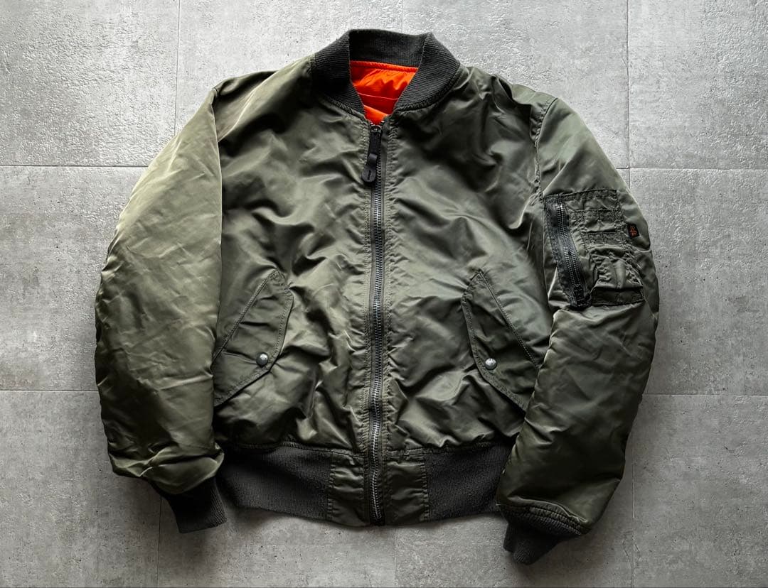 90s USA製　ALPHA MA-1 フライトジャケット　Mサイズ　カーキ