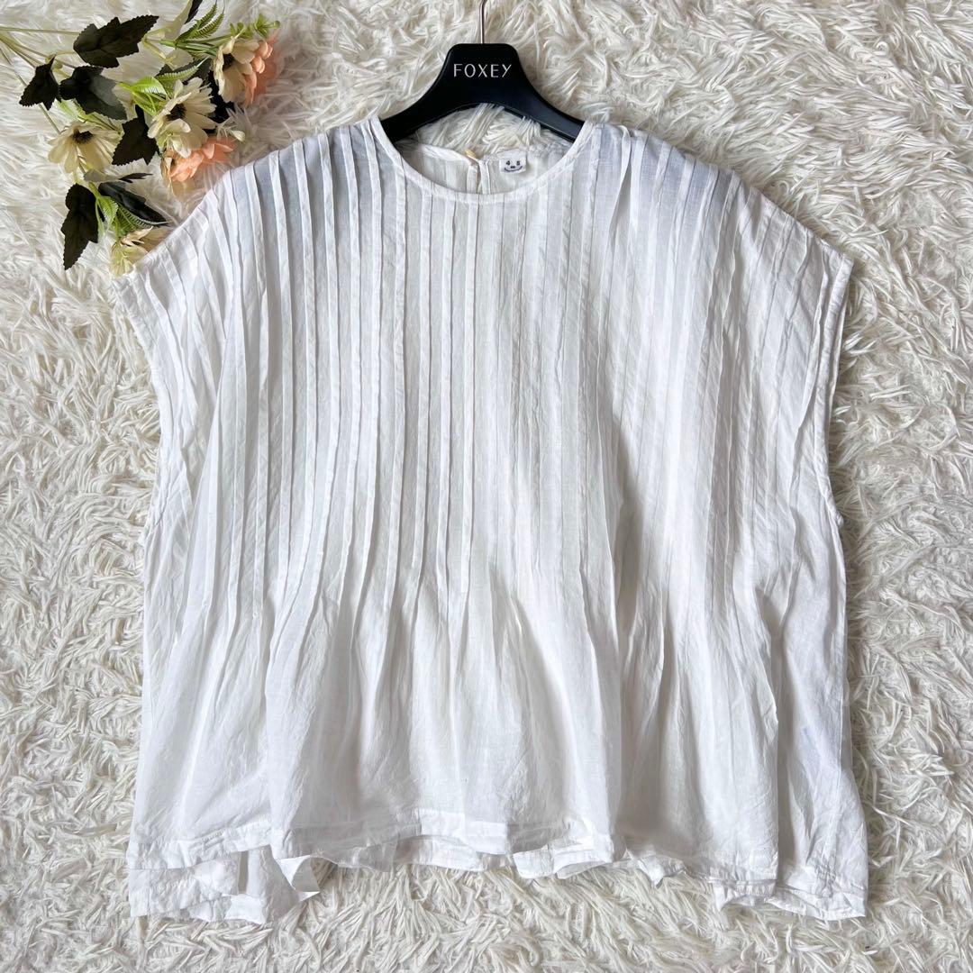 45R フェザー カディ タックのMシャツ ピンタック ブラウス