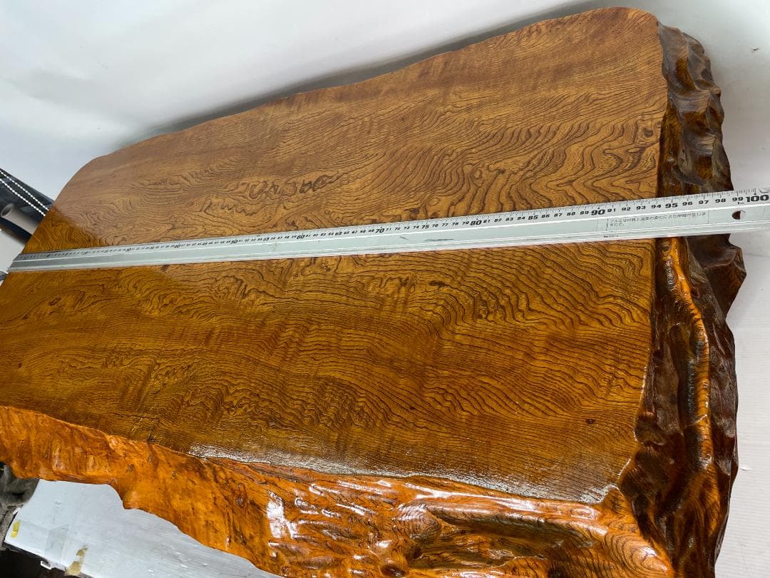 ケヤキ？ 一枚板 座卓 ローテーブル ちゃぶ台 天然木 無垢材 　12c01