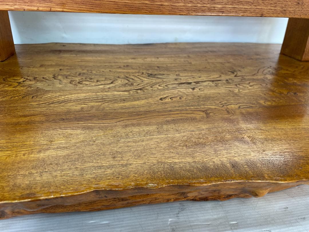 ケヤキ？ 一枚板 座卓 ローテーブル ちゃぶ台 天然木 無垢材 　12c01