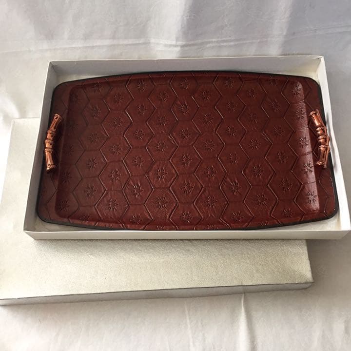 皮革工芸 お盆 トレー 未使用品