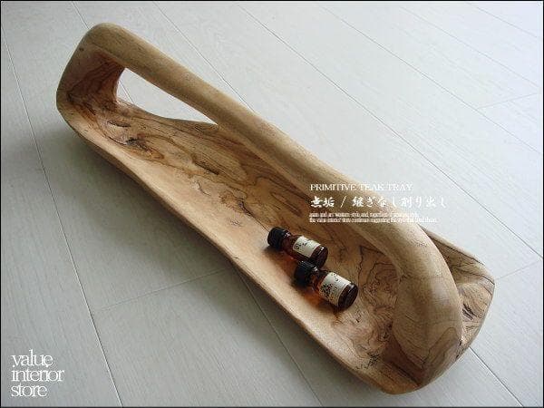 総無垢 チーク ハンドメイド 手作り 手彫り ウッドトレイ 花器 小物入れ