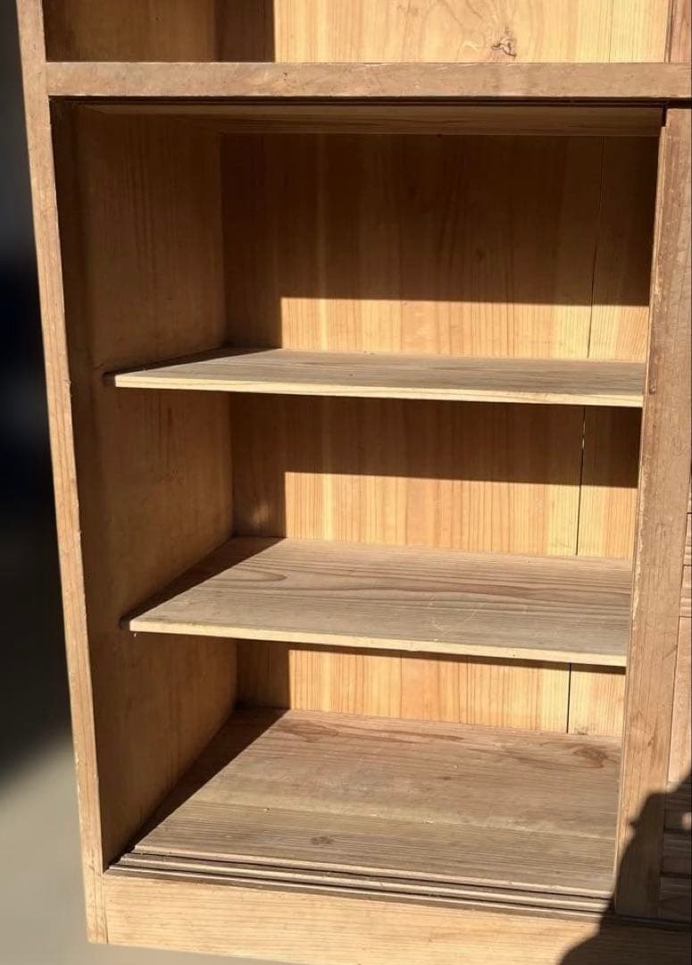 送料込　昭和レトロ　古民家　木製下駄箱　棚　引き戸　キャビネット　アンティーク