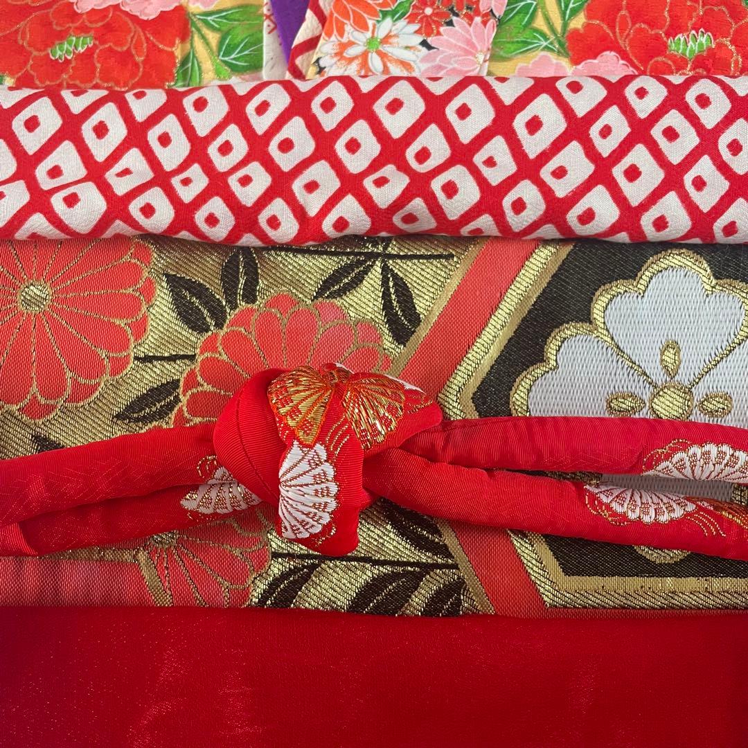 七五三　5歳　レトロお着物セット　髪飾り付き