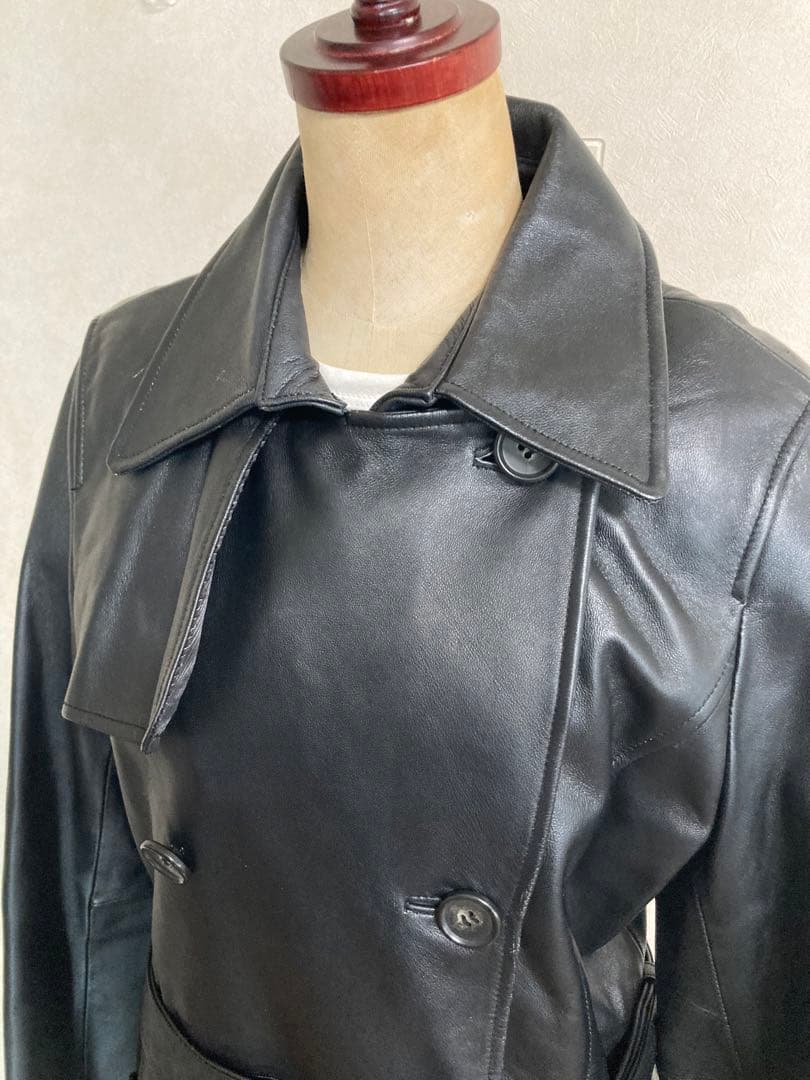 【ヴィンテージ】Latorre ラムレザー 多機能トレンチコート 黒　サイズXL