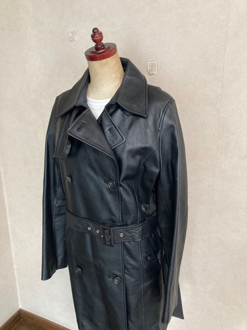 【ヴィンテージ】Latorre ラムレザー 多機能トレンチコート 黒　サイズXL