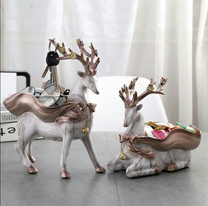 アイデア玄関玄関下駄箱鍵収納箱現代シンプル招き鹿工芸品置物デスクトップ収納箱。